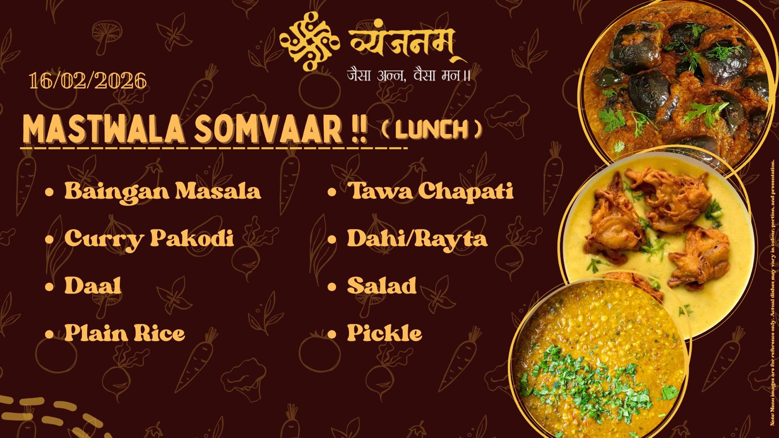 Mastwala Somvaar – Monday Lunch menu at Vyanjanam