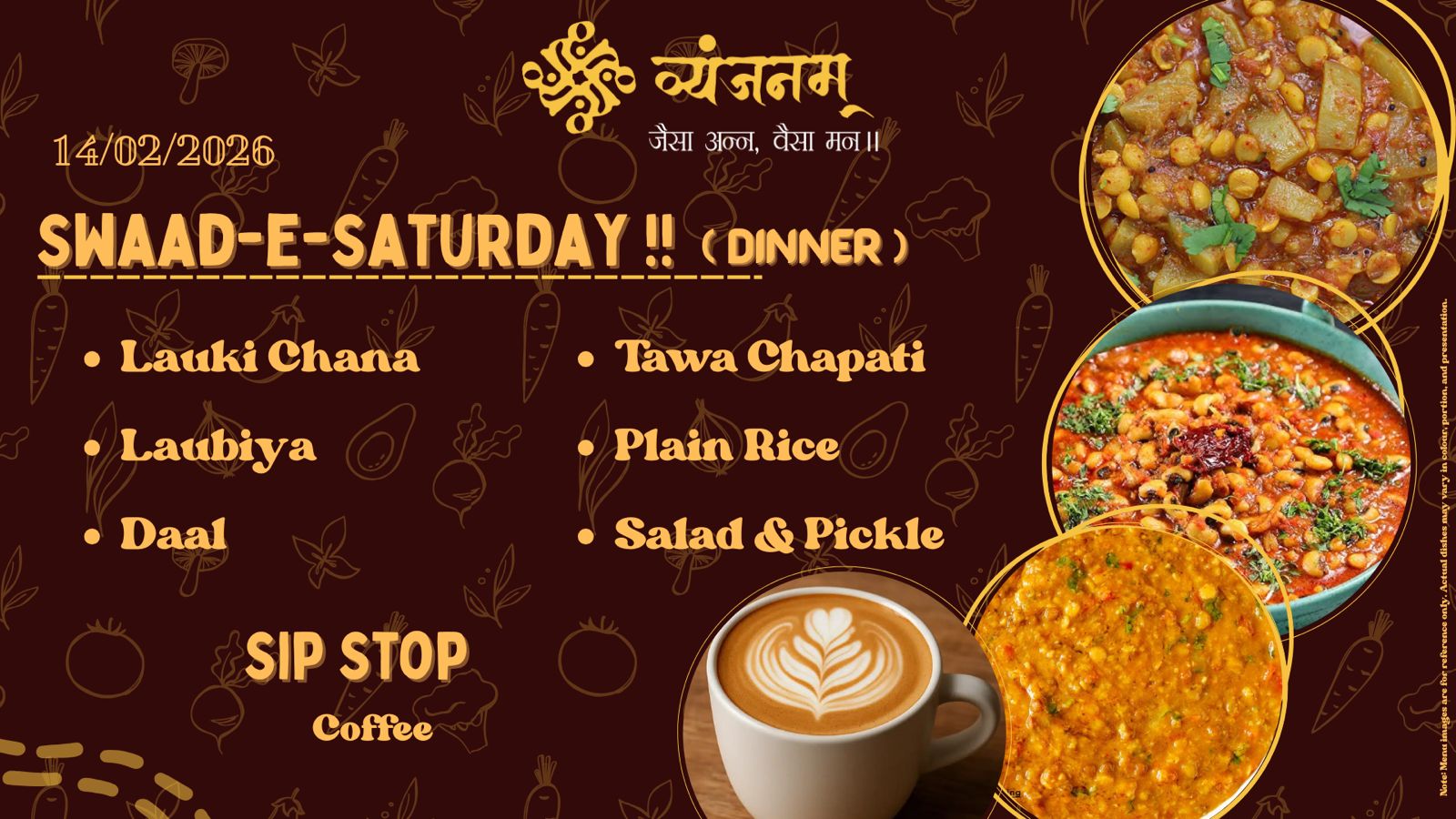 Swaad-e-Saturday – Saturday Dinner menu at Vyanjanam