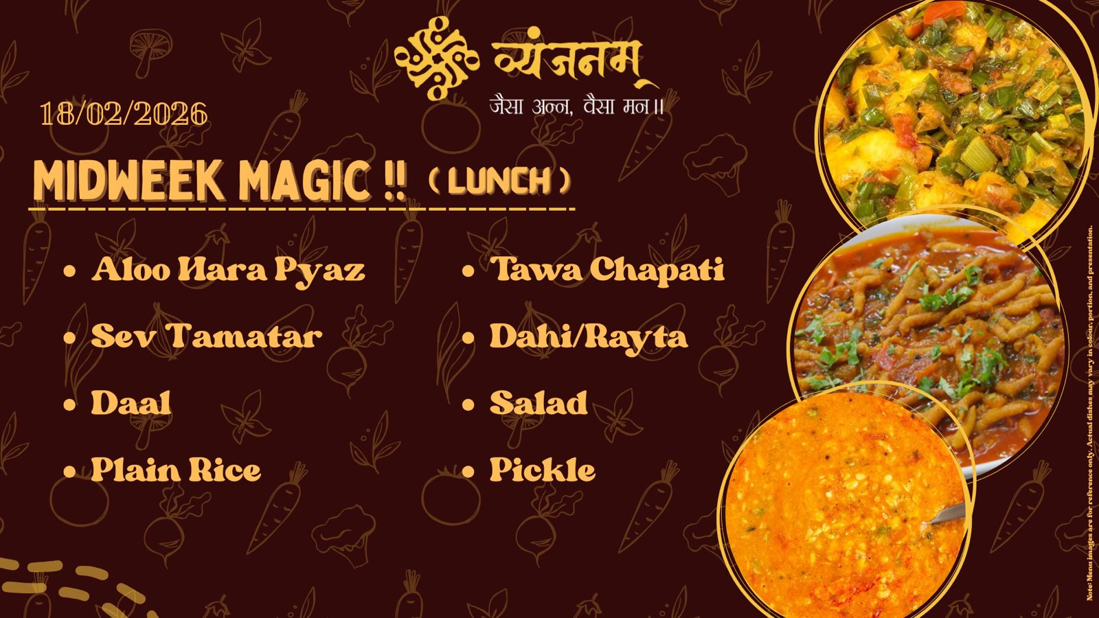 Midweek Magic – Wednesday Lunch menu at Vyanjanam
