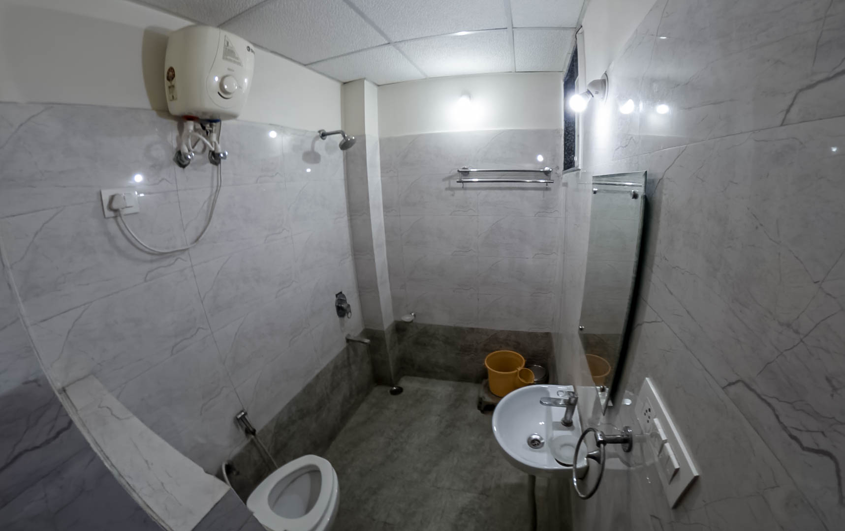 Washroom and shower area in The Princess room