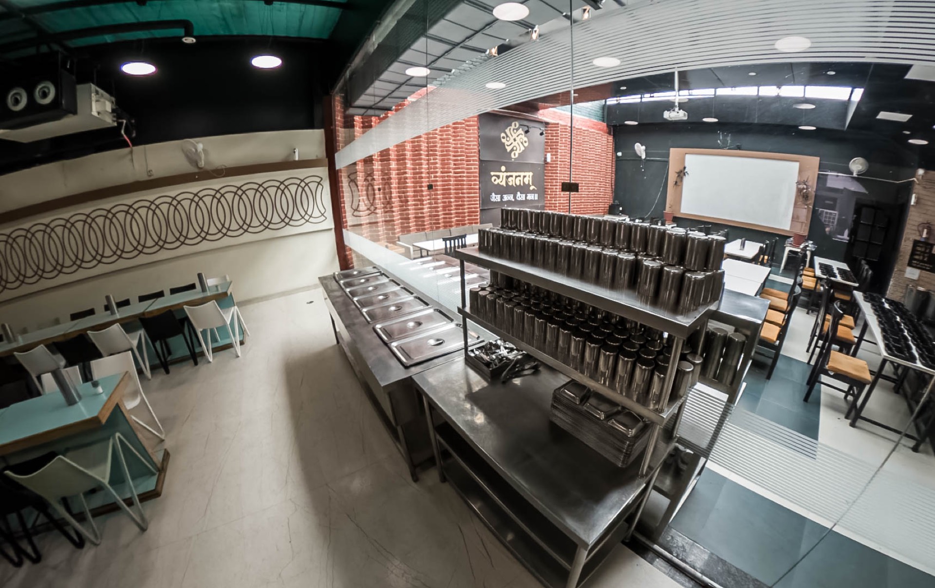 Service counter and dining hall layout at Vyanjanam