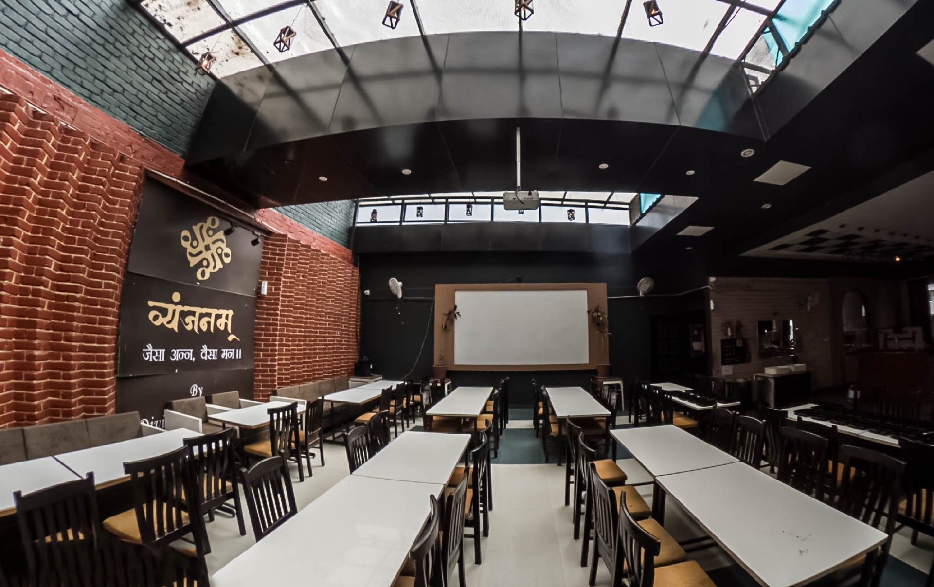 Front-facing view of the main dining hall at Vyanjanam
